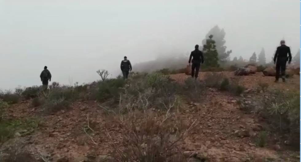 Imagen facilitada por la Guardia Civil de varios agentes buscando a la mujer y su hijo desaparecidos en Adeje.