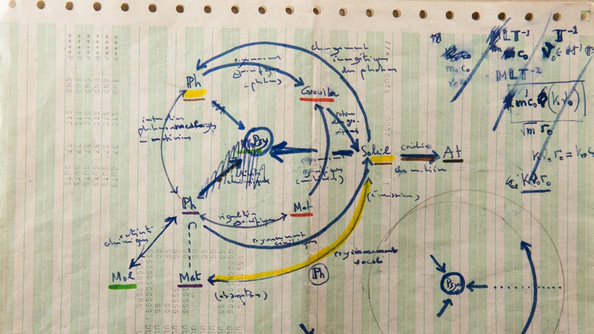 Una página de los archivos del matemático Alexandre Grothendieck.