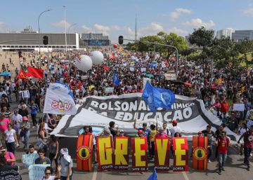 La manifestación de los estudiantes en Brasilia este miércoles.