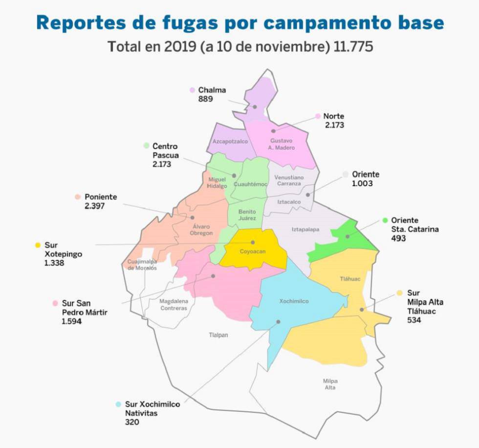 Mapa de fugas de Ciudad de México.