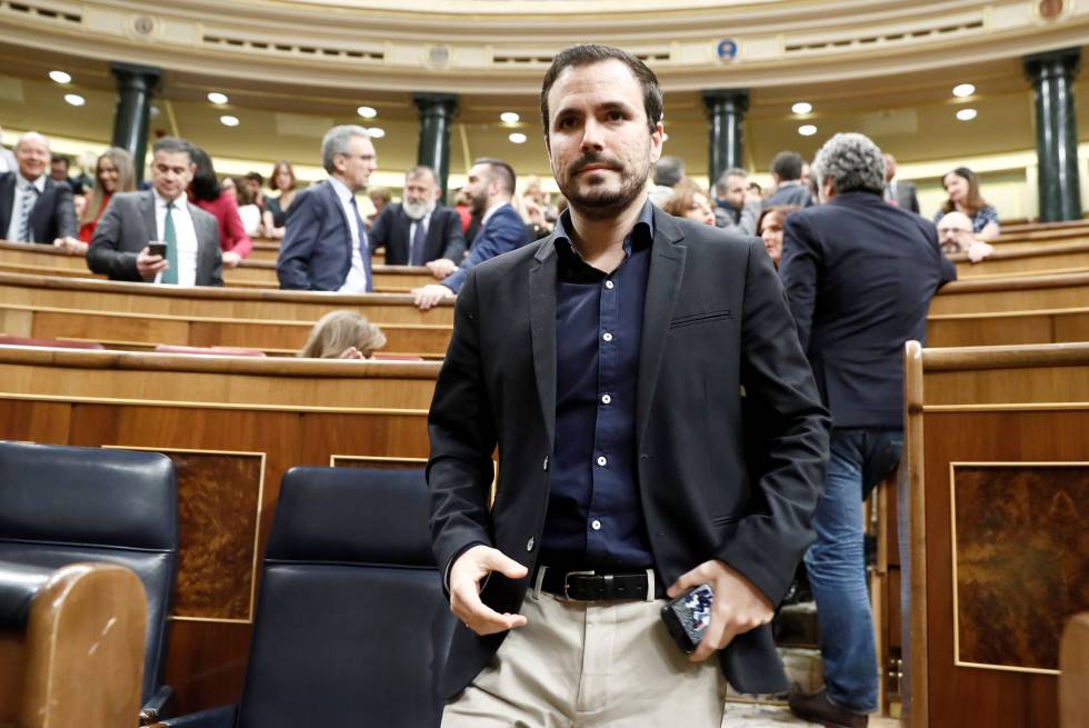 Alberto Garzón, que según fuentes de la negociación será ministro de Consumo, el pasado martes en el Congreso. 