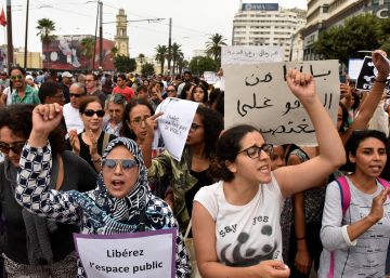 Protesta contra las agresiones sexuales, en Casablanca en 2017. 