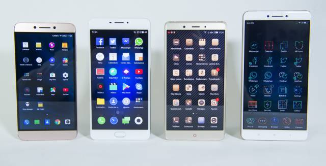 De izq a dcha: LeEco Le Max 2, Meizu M3Max, Nubia Z11 Max, y Xiaomi Max.