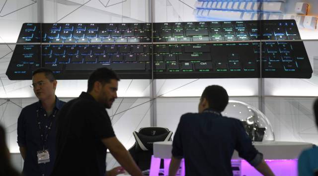 Un teclado gigante durante Computex 2018, celebrada esta semana en Taipei.