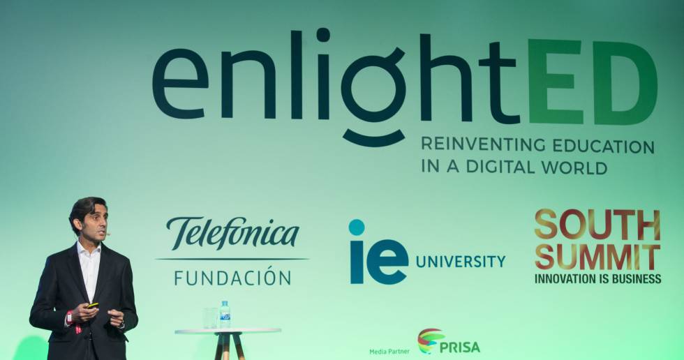 El presidente ejecutivo de Telefónica, José María Álvarez-Pallete, en la inaguración de 'enlightED', evento del South Summit 2018.rn