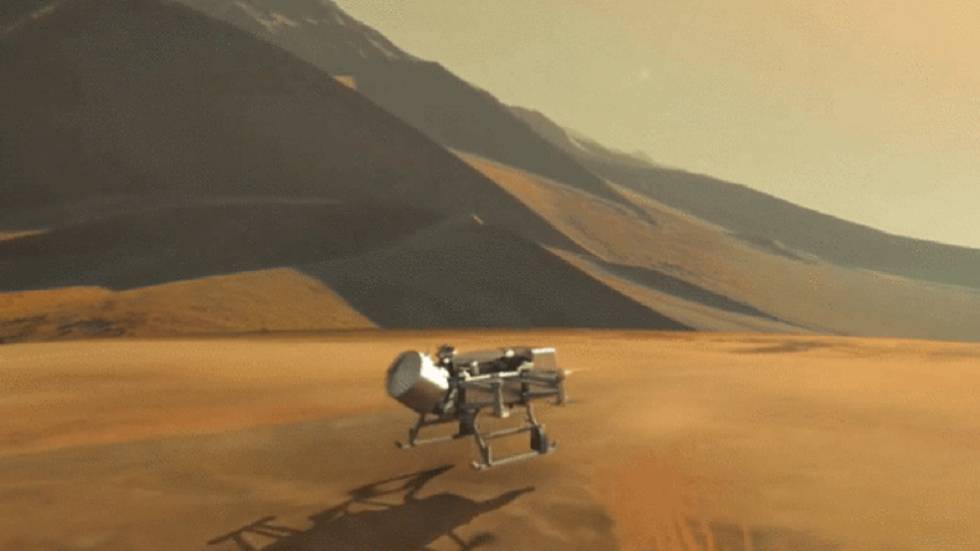 Recreación del 'Dragonfly' sobre Titán.