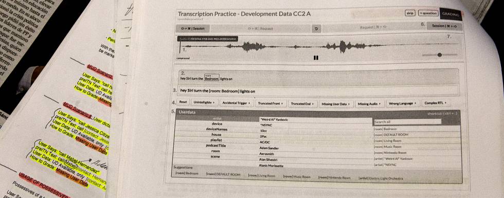 Imagen del manual para los transcriptores de audios de Apple.