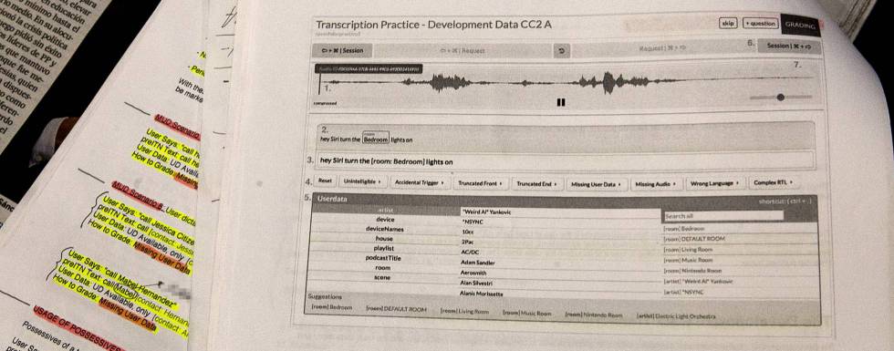 Imagen del manual para los transcriptores de audios de Apple