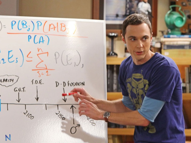 Sheldon Cooper, de 'The Big Bang Theory', se ayuda de una pizarra para pensar