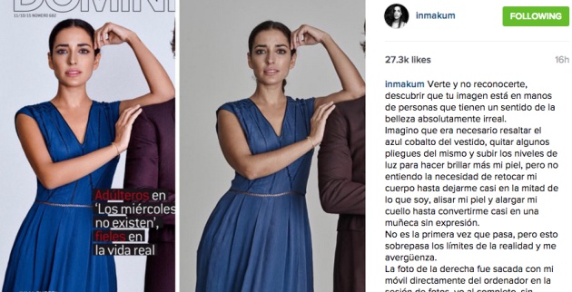 La comparativa publicada por Inma Cuesta en su cuenta de Instagram