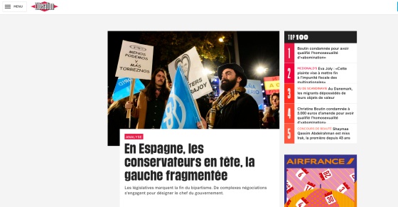 Portada digital de Libération