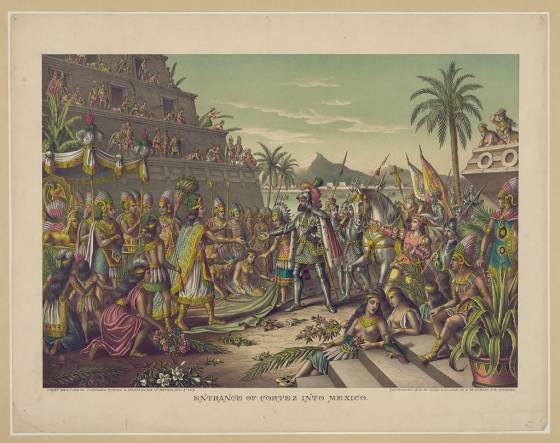 Encuentro de Hernán Cortés y Moctezuma.