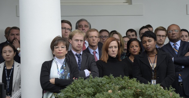 El equipo de Obama en el Rose Garde de la Casa Blanca