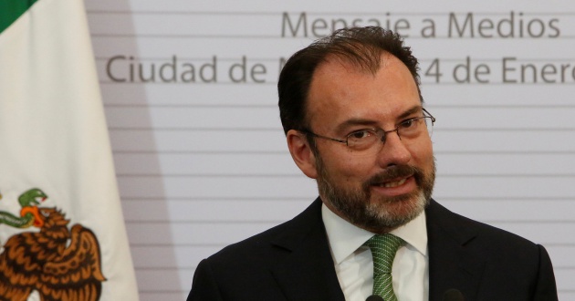 El secretario de Relaciones Exteriores Luis Videgaray Caso en la ceremonia de su nombramiento
