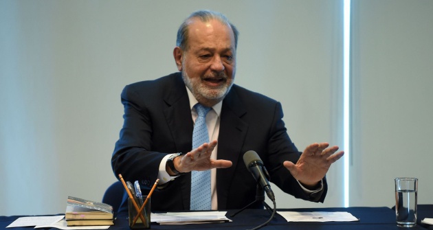 Carlos Slim durante la conferencia de prensa el 27 de enero. 