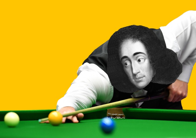 Spinoza jugando al billar del mismo modo que el universo juega con nuestro destino (hala)