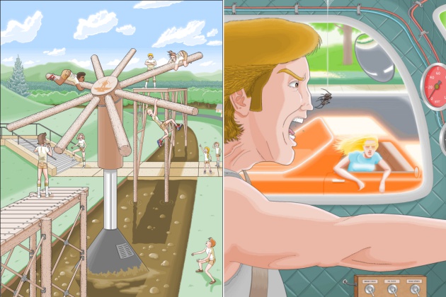 Algunas de las ilustraciones con Microsoft Paint que forman parte de la primera novela de Pat Hines