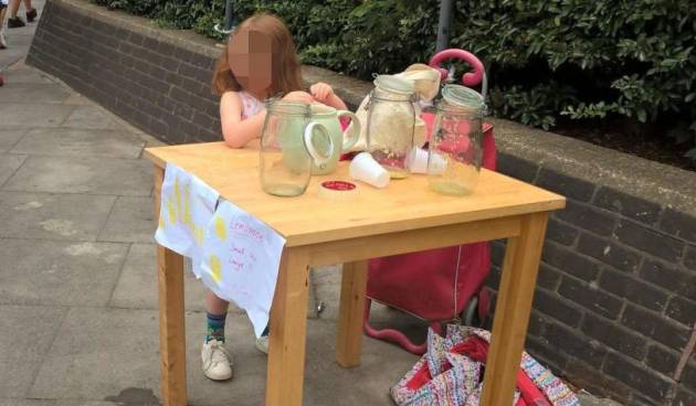 La ni&ntilde;a de cinco a&ntilde;os vende limonada al final de su calle, antes de recibir una multa