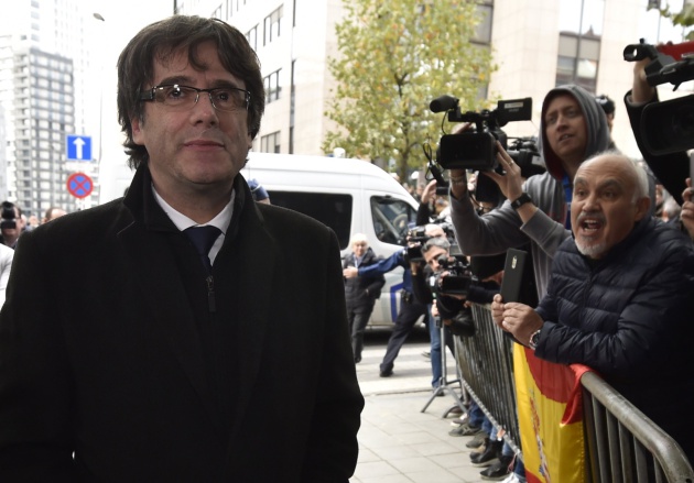 Carles Puigdemont, antes de su rueda de prensa del 31 de octubre en Bruselas