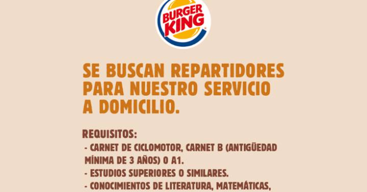 Esta polémica "oferta de trabajo" de Burger King es una 