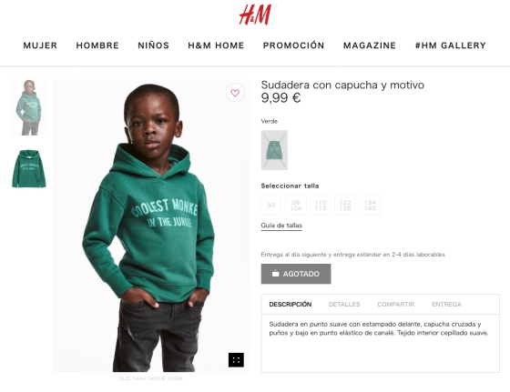 H&M retira de su la foto de un niño negro con una sudadera de mono más guay de la jungla” Verne EL PAÍS