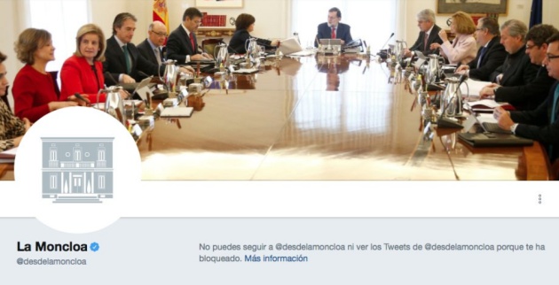 Pantallazo cedido por @capitan_ahab, uno de los tuiteros bloqueados por Moncloa