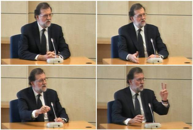 Imágenes de la señal de vídeo institucional durante la declaración de Rajoy como testigo en la Audiencia Nacional en San Fernando de Henares (Madrid)