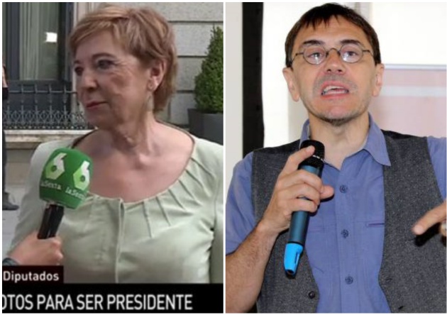 Celia Villalobos, entrevistada por La Sexta, y Juan Carlos Monedero, este sábado