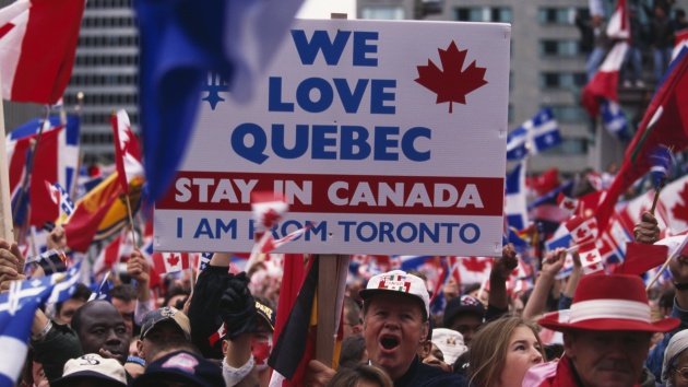 Manifestación contra la independencia de Quebec antes del referéndum de 1995