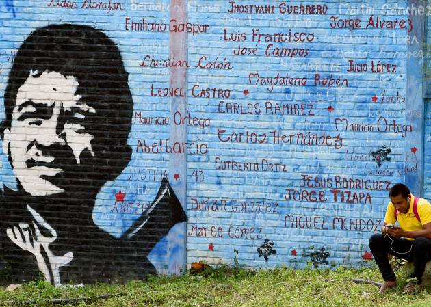 Detalle de la Normal Rural de Ayotzinapa, construida por Raúl Isidro Burgos