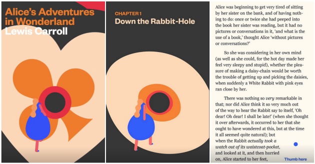 Primeras páginas de 'Alicia en el país de las maravillas' en las stories de Instagram