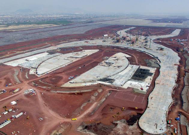 Obras del nuevo aeropuerto situado en Texcoco
