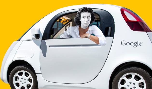 Philippa Foot dejándose llevar por un coche autónomo