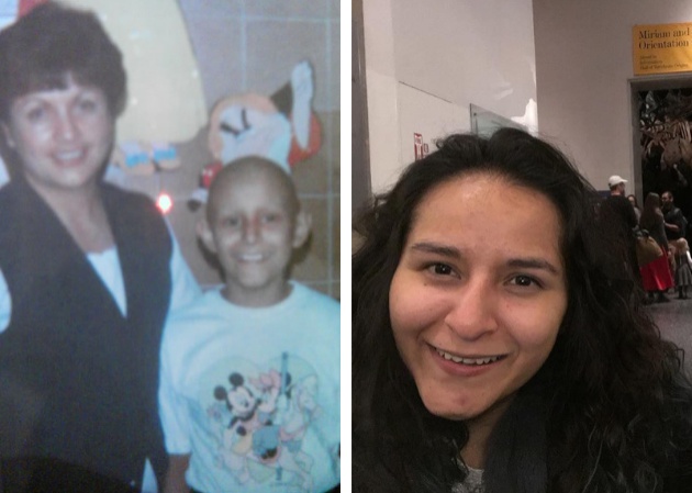 Alejandra Rodríguez inició su tratamiento contra cáncer en 1998 (izquierda). A la derecha se le ve en un viaje en noviembre de 2018.