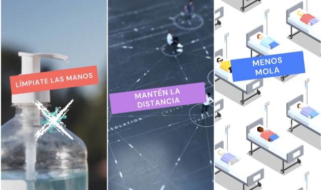 Algunas de las imágenes de los vídeos de la cuenta de TikTok de Sanidad